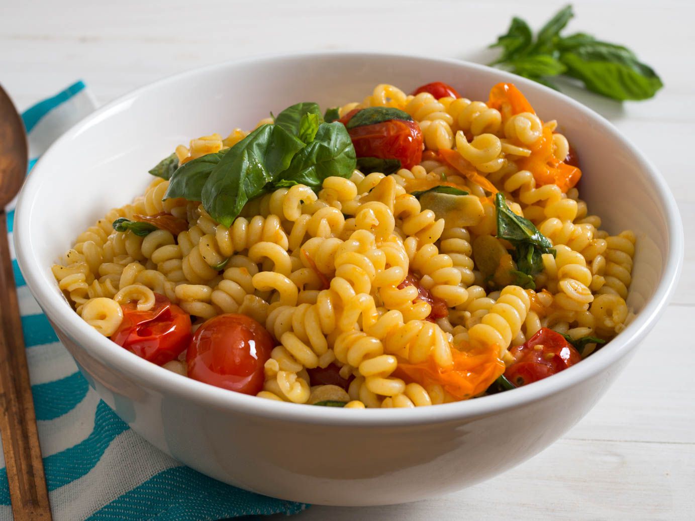 Blistered-Tomato Pasta Salad With Basil
