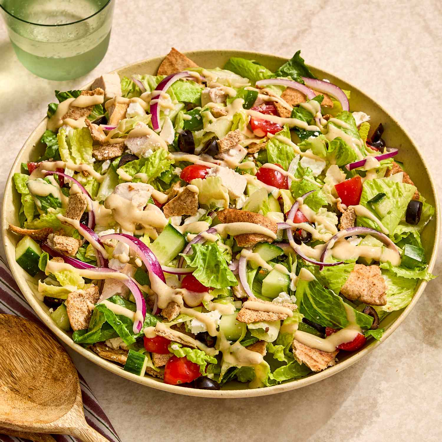 Greek Chicken Pita Chopped Salad