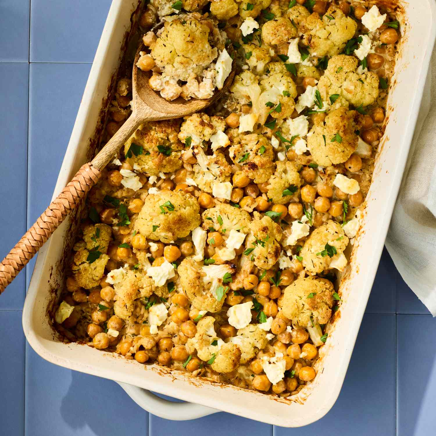 This Cozy Chickpea Casserole with Cauliflower & Feta Is the Veggie-Packed Dinner You Need