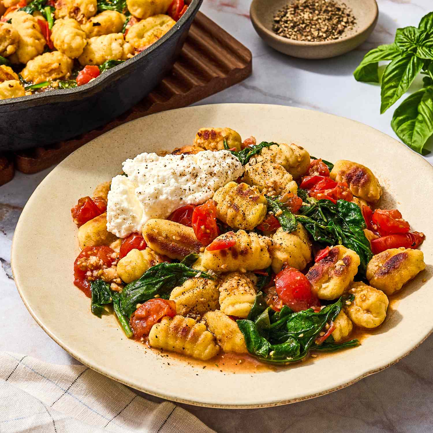 Skillet Gnocchi with Tomatoes & Spinach