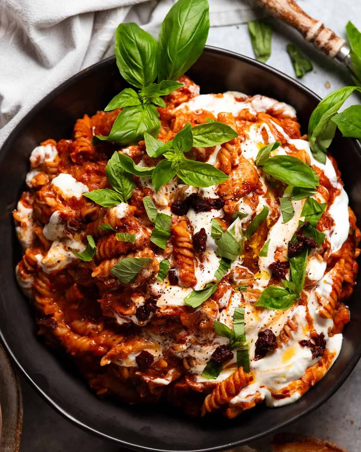 Whipped ricotta one pot chicken pasta