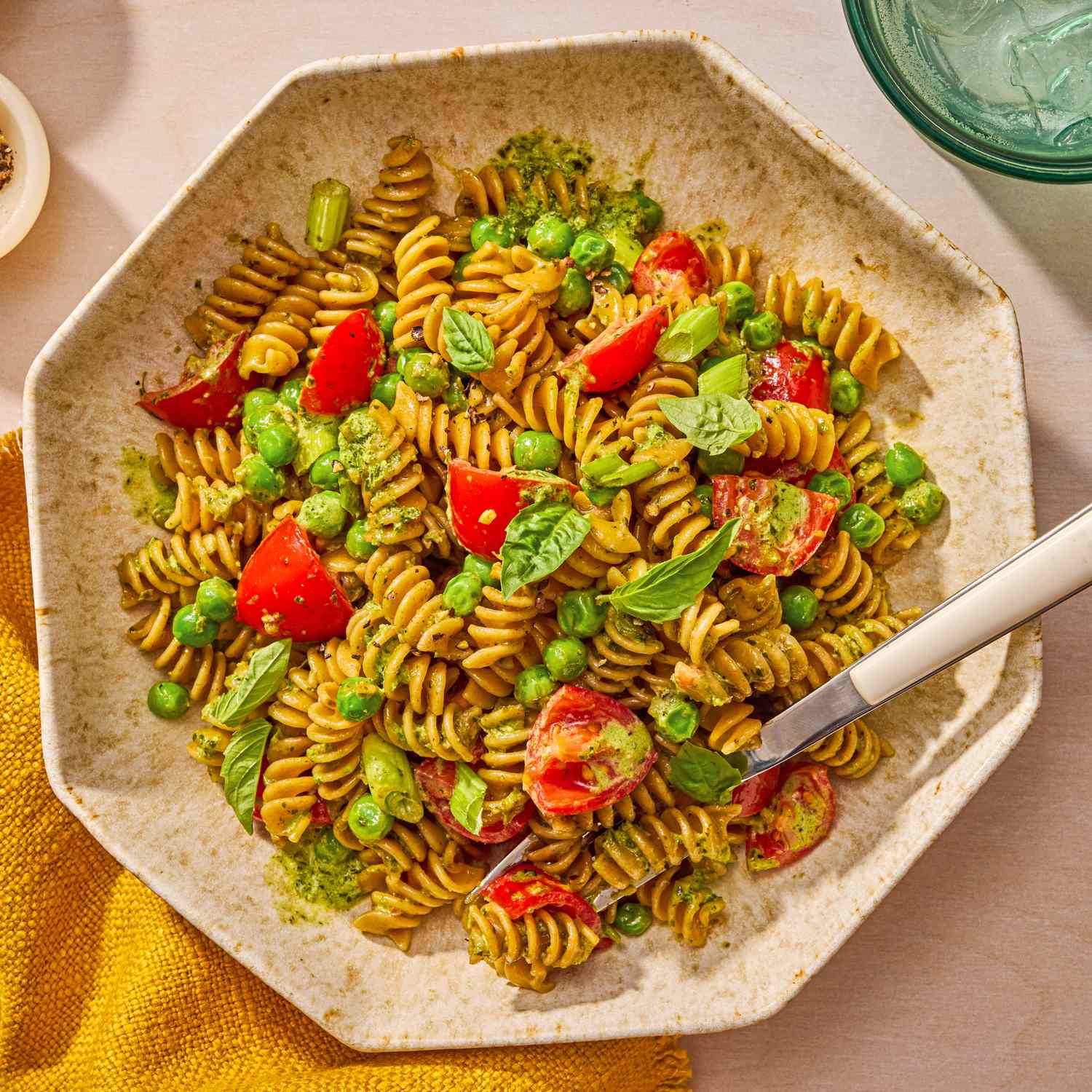Pesto Pasta with Peas & Tomatoes